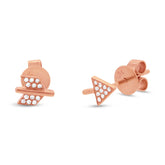 0.05ct 14k Rose Gold Diamond Arrow Stud Earring
